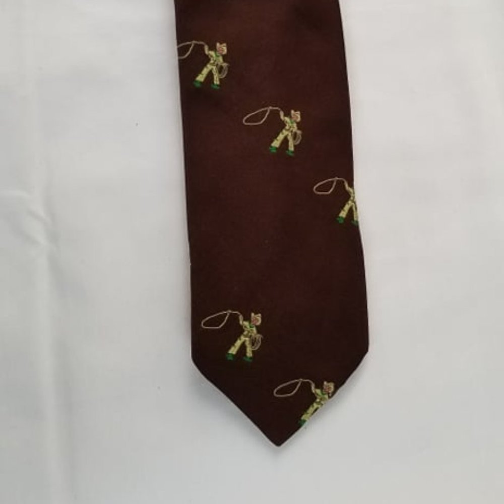 VTG JCPenny Cowboy Necktie Brown Western Wild West